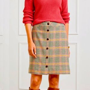TALBOTS BUTTON FRONT SKIRT - SATURDAY PLAID